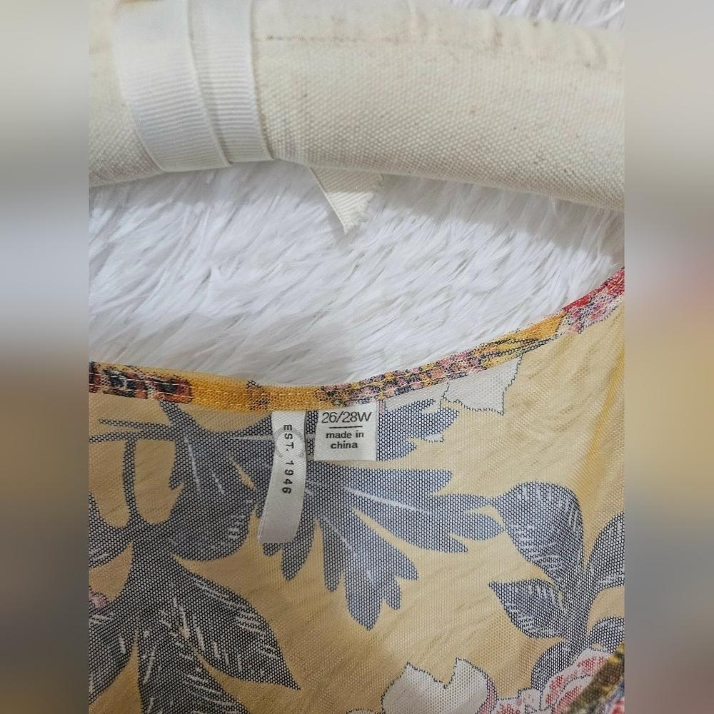 Cato Mustard Floral Sleeveless Tunic 26/28 Like New - Picture 7 of 11